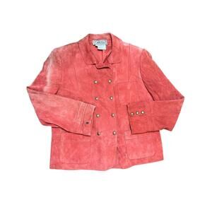 Vintage Carlisle Suede Coral Military Style Jacket Women's Size 12 Boho Twee